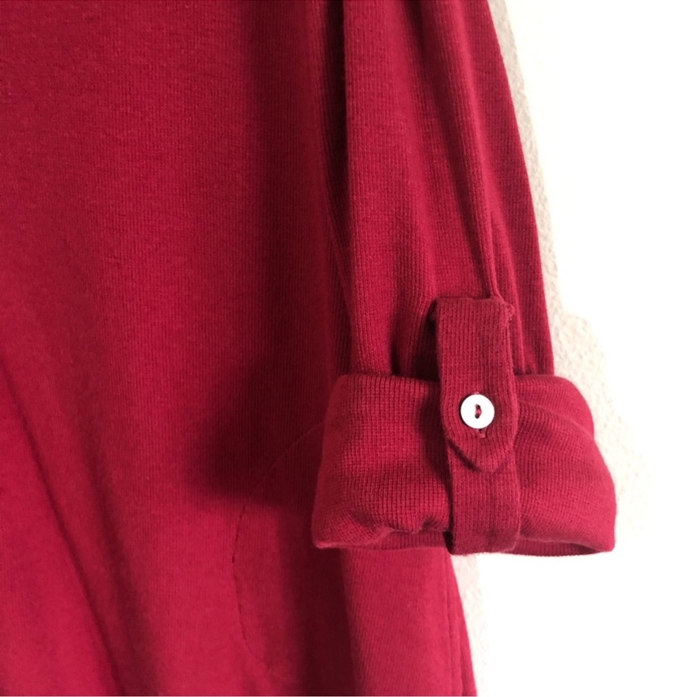 Soft Surrounding Split Neck Roll Tab Tunic Top - image 7